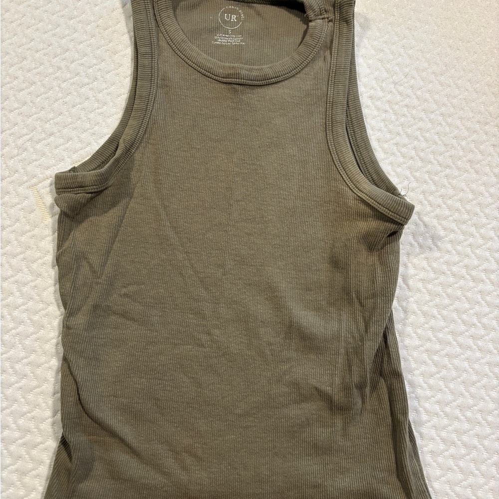 UR Olive Green Ribbed Crop Top